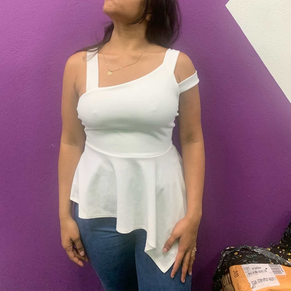 Asymmetrical peplum top